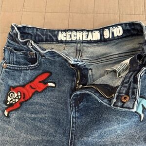Icecream Blue Denim Jeans with Red Patch